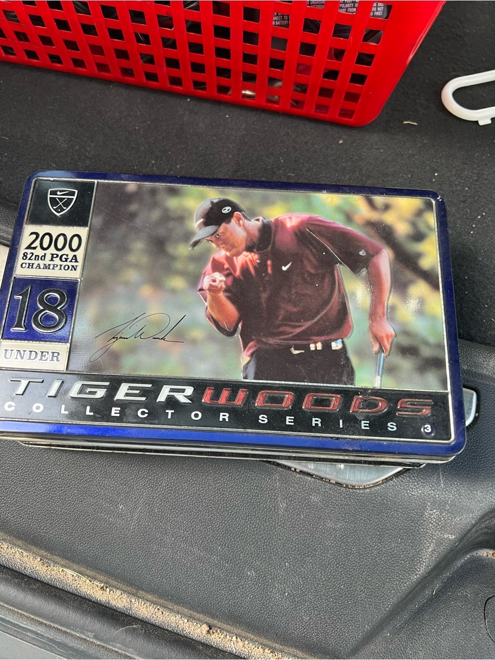 Nike Golf Silver Metal Collector Tin with Black Logo sealed with balls inside